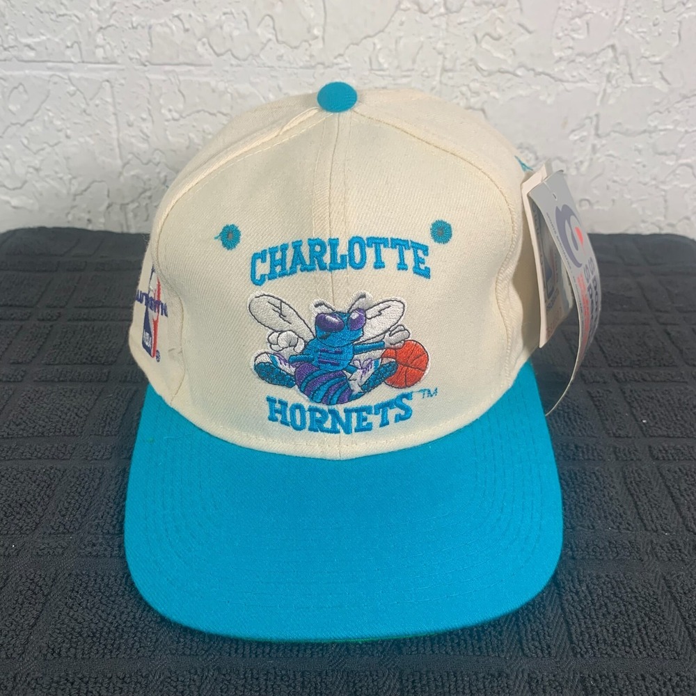 Vintage Charlotte Hornets Hat Cap Fitted 7 3/8 Script 90s Sports Specialties NBA